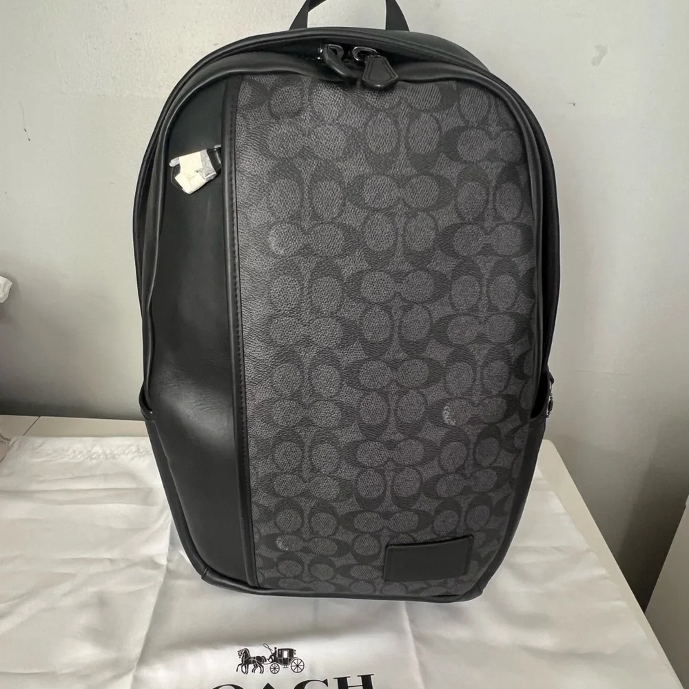 Coach Signature Black and Gray Men's Backpack